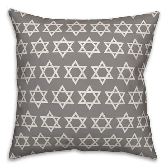 Gray Star of David Pattern 18x18 Spun Poly Pillow